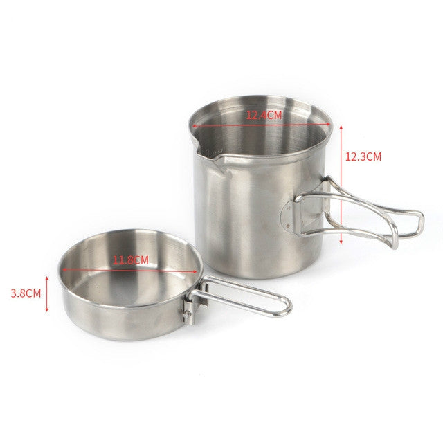 Skorter | Outdoor Stainless Steel Windproof Stove Portable Camping Roast Stove Set, Specification:Stove Set+Wood Stove
