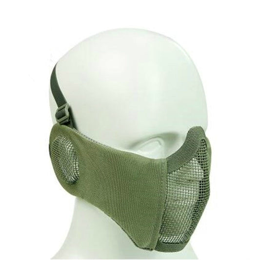 Skorter | WoSporT Half Face Metal Net Field  Ear Protection Outdoor Cycling Steel Mask(Green)