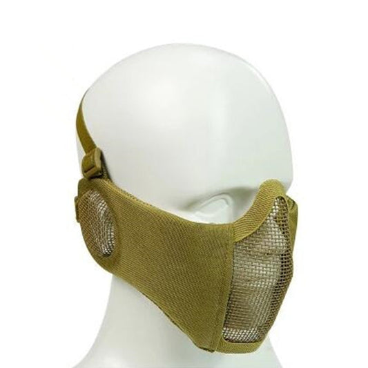 Skorter | WoSporT Half Face Metal Net Field  Ear Protection Outdoor Cycling Steel Mask(Tan)