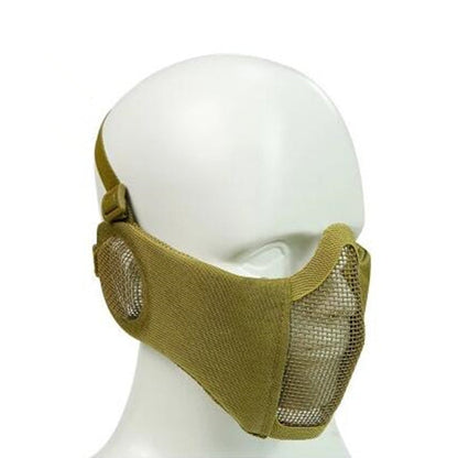 Skorter | WoSporT Half Face Metal Net Field  Ear Protection Outdoor Cycling Steel Mask(Tan)