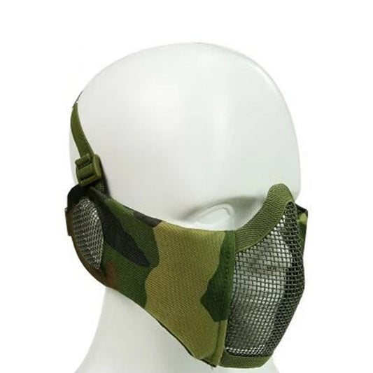 Skorter | WoSporT Half Face Metal Net Field  Ear Protection Outdoor Cycling Steel Mask(Jungle Camouflage)