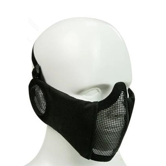 Skorter | WoSporT Half Face Metal Net Field  Ear Protection Outdoor Cycling Steel Mask(Black)