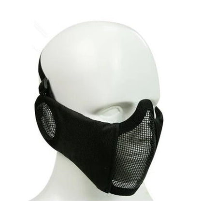 Skorter | WoSporT Half Face Metal Net Field  Ear Protection Outdoor Cycling Steel Mask(Black)
