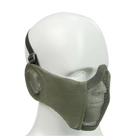 Skorter | WoSporT Half Face Metal Net Field  Ear Protection Outdoor Cycling Steel Mask(Grey)