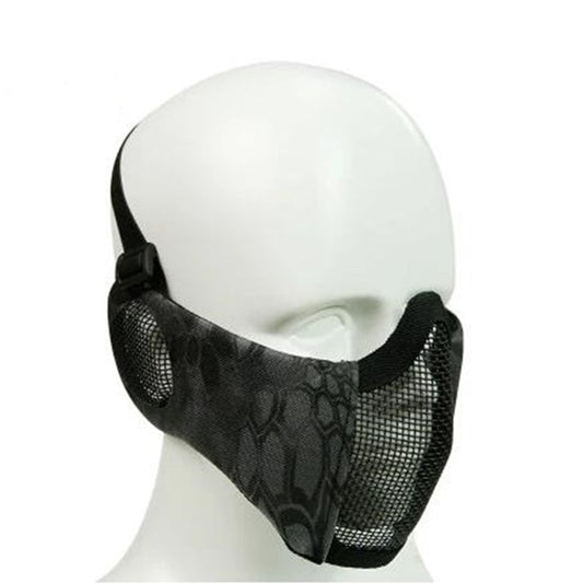 Skorter | WoSporT Half Face Metal Net Field  Ear Protection Outdoor Cycling Steel Mask(Dark Crepe)