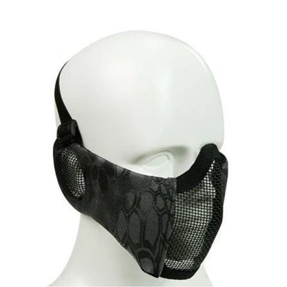 Skorter | WoSporT Half Face Metal Net Field  Ear Protection Outdoor Cycling Steel Mask(Dark Crepe)