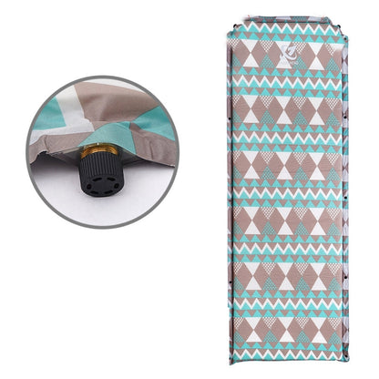 Skorter | Double Air Hole Automatic Inflatable Pad Outdoor Camping Tent Pad Moisture-Proof Stitched Lunch Break Sleeping Pad(Gray Blue Printing)