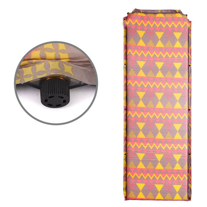 Skorter | Double Air Hole Automatic Inflatable Pad Outdoor Camping Tent Pad Moisture-Proof Stitched Lunch Break Sleeping Pad(Red Yellow Printing)