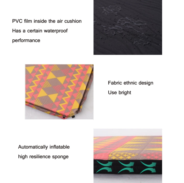 Skorter | Double Air Hole Automatic Inflatable Pad Outdoor Camping Tent Pad Moisture-Proof Stitched Lunch Break Sleeping Pad(Red Yellow Printing)