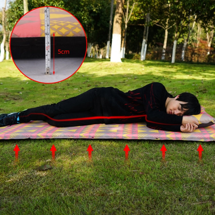 Skorter | Double Air Hole Automatic Inflatable Pad Outdoor Camping Tent Pad Moisture-Proof Stitched Lunch Break Sleeping Pad(Gray Blue Printing)