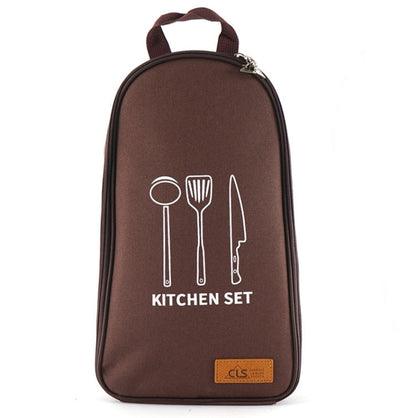 Skorter | CLS 7-In-1 Outdoor 201 Stainless Steel Cookware Set Picnic Kitchenware Portable Handbag Picnic Bag(Coffe)