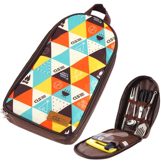 Skorter | CLS 7-In-1 Outdoor 201 Stainless Steel Cookware Set Picnic Kitchenware Portable Handbag Picnic Bag(Triangle Pattern)
