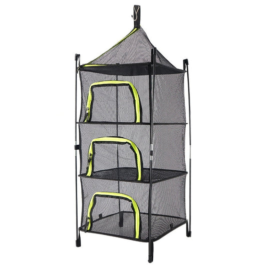 Skorter | Outdoor Folding Drying Net Four-Layer Storage Basket Storage Basket Camping Drying Fish Drying Net Rack Hanging Basket(Green)