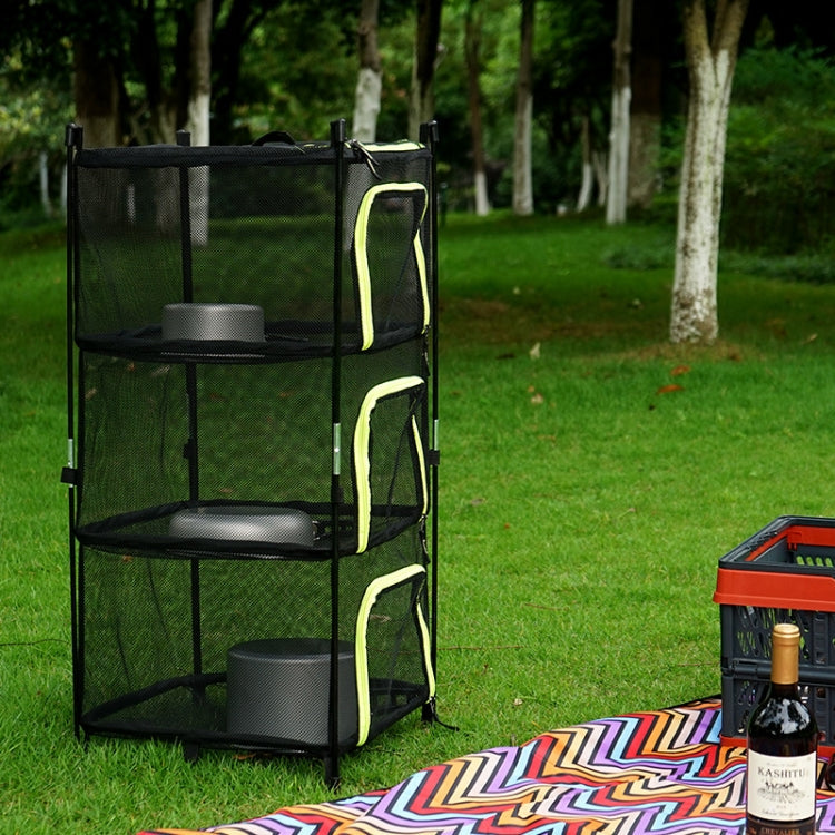 Skorter | Outdoor Folding Drying Net Four-Layer Storage Basket Storage Basket Camping Drying Fish Drying Net Rack Hanging Basket(Green)