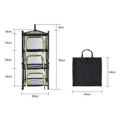 Skorter | Outdoor Folding Drying Net Four-Layer Storage Basket Storage Basket Camping Drying Fish Drying Net Rack Hanging Basket(Green)