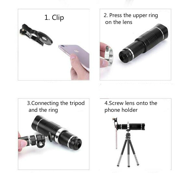 Skorter | Universal 20 Times Mobile Phone Telephoto Lens Monocular Live Broadcast HD 4K No Vignetting Lens
