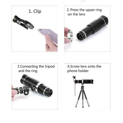 Skorter | Universal 20 Times Mobile Phone Telephoto Lens Monocular Live Broadcast HD 4K No Vignetting Lens