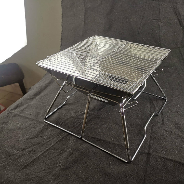 Skorter | Liftable Barbecue Grill Camping Stainless Steel Folding Barbecue Grill Wood Charcoal Grill