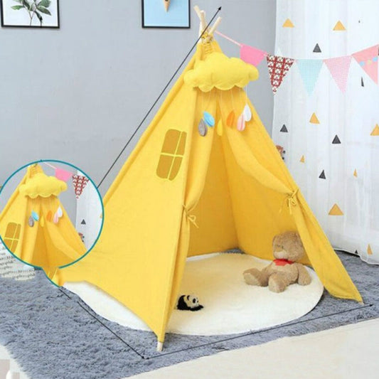 Skorter | Children's Room Princess Tent Indoor Play House Folding Tent Toy, Size:1.35m(Yellow)
