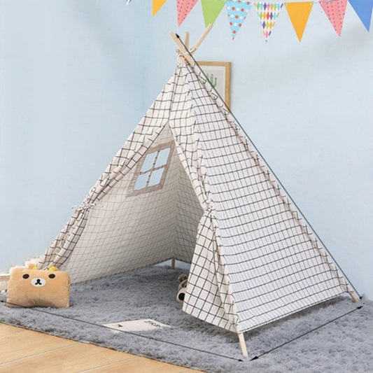 Skorter | Children's Room Princess Tent Indoor Play House Folding Tent Toy, Size:1.35m(Checkered)