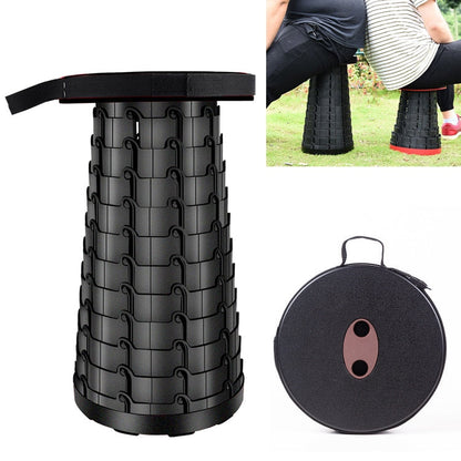 Skorter | Outdoor Portable Folding Telescopic Plastic Stool Camping Fishing Garden Stool(Black)
