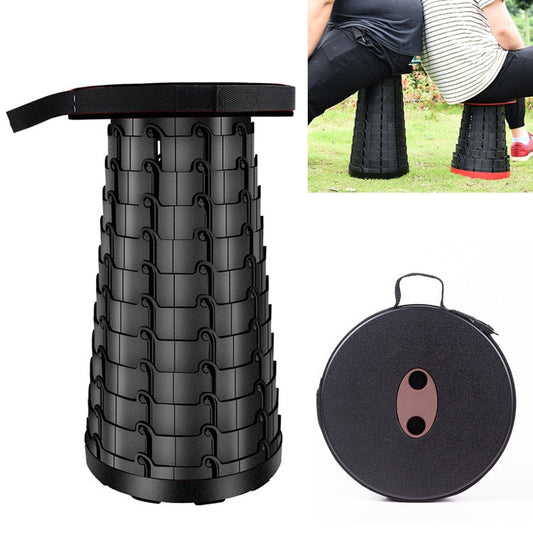 Skorter | Outdoor Portable Folding Telescopic Plastic Stool Camping Fishing Garden Stool(Black)