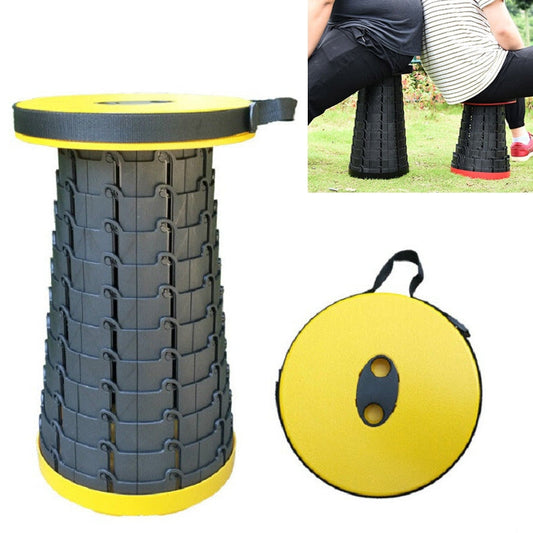 Skorter | Outdoor Portable Folding Telescopic Plastic Stool Camping Fishing Garden Stool(Yellow)