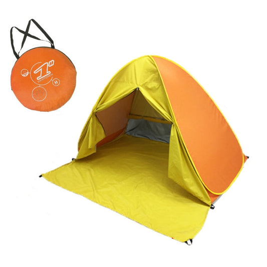 Skorter | With Curtain Automatic Instant Pop Up Tent Potable Beach Tent, Size: 150x165x110cm(Orange with Yellow)