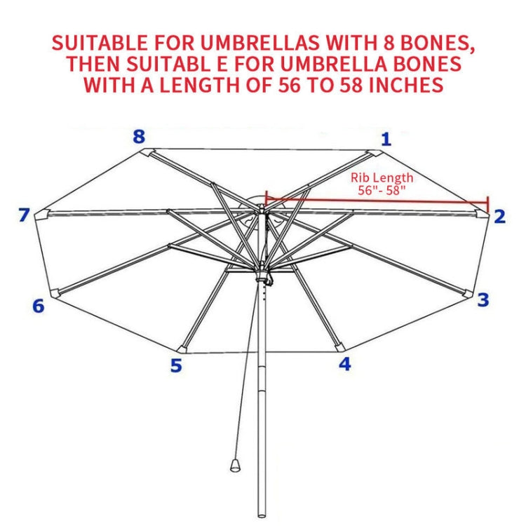 Skorter | Polyester Parasol Replacement Cloth Round Garden Umbrella Cover, Size: Diameter 3m 8 Ribs(Black)