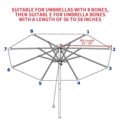 Skorter | Polyester Parasol Replacement Cloth Round Garden Umbrella Cover, Size: Diameter 3m 8 Ribs(Black)