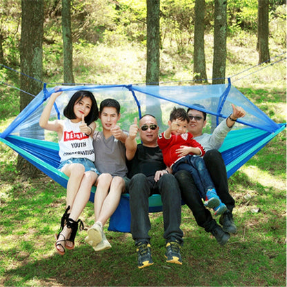Skorter | Outdoor Mosquito Net Hammock Camping Ultralight Nylon Double Camping Air Tent, Size:260 x 140 CM(Pink Sky Blue)
