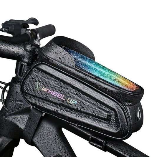 Skorter | WHEEL UP Hard Shell Bicycle Bag Front Beam Bag Mountain Bike mobile Phone Touch Screen Tube Bag Riding Equipment(Colorful reflective models)