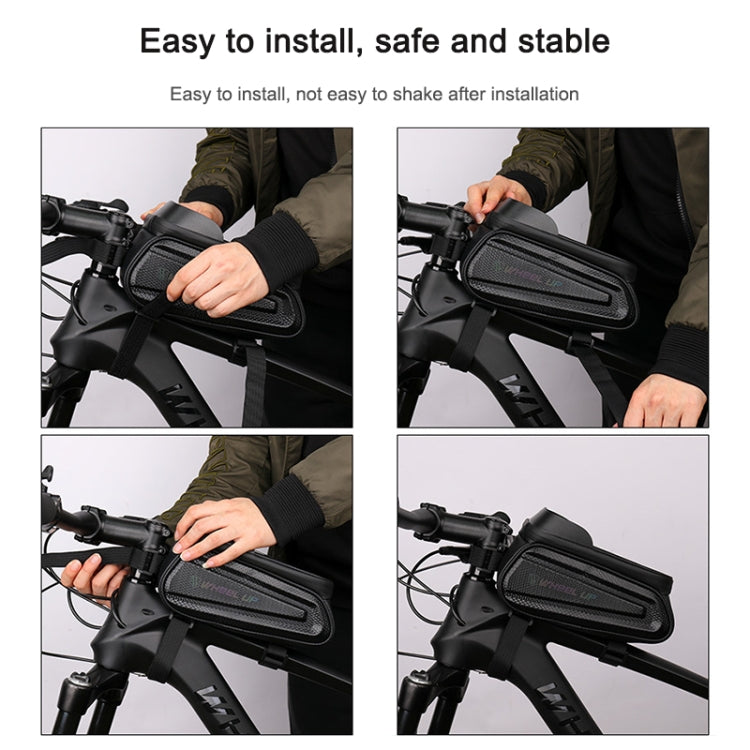 Skorter | WHEEL UP Hard Shell Bicycle Bag Front Beam Bag Mountain Bike mobile Phone Touch Screen Tube Bag Riding Equipment(Colorful reflective models)