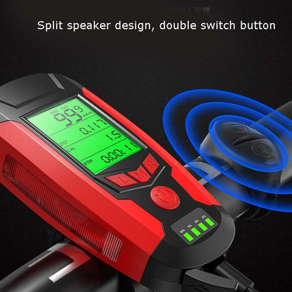Skorter | Front Light (With Fog Light) & Horn & Speedometer  Multifunctional Bicycle Mountain Bike Headlight(Code Watch (Black))
