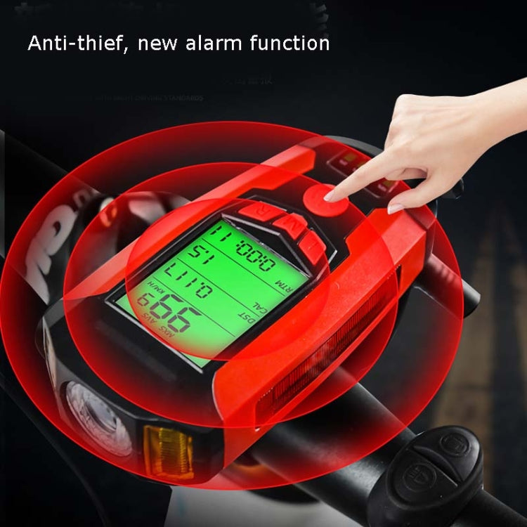 Skorter | Front Light (With Fog Light) & Horn & Speedometer  Multifunctional Bicycle Mountain Bike Headlight(Code Watch (Black))