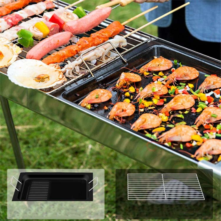 Skorter | HZ-003 BBQ Grill Outdoor Portable Stainless Steel Stove Household Charcoal Barbecue Rack, Grill/pan specifications: L