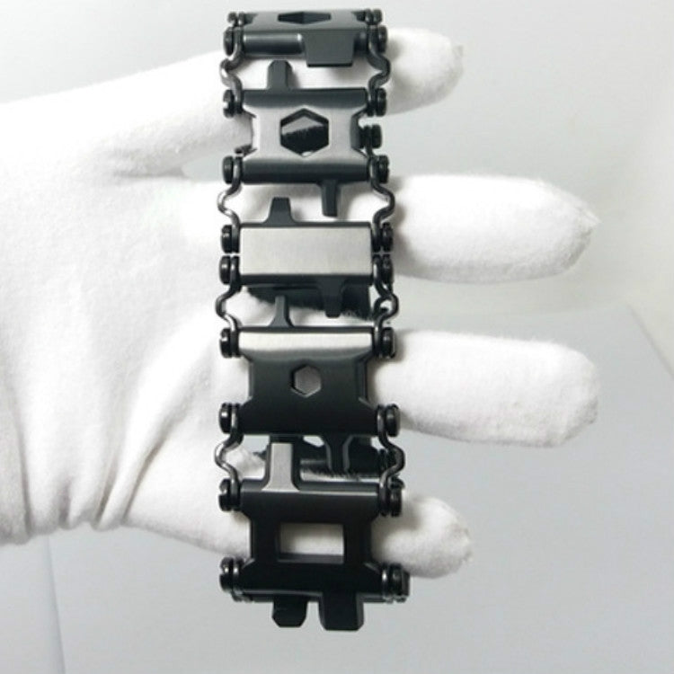 Skorter | Multifunctional Stainless Steel Outdoor Survive Tool Bracelet for Men(Wide Black)