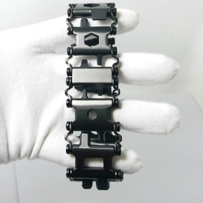 Skorter | Multifunctional Stainless Steel Outdoor Survive Tool Bracelet for Men(Wide Black)