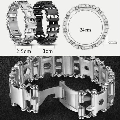 Skorter | Multifunctional Stainless Steel Outdoor Survive Tool Bracelet for Men(Wide Black)