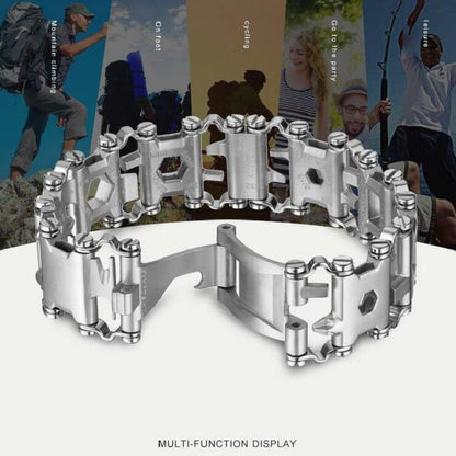 Skorter | Multifunctional Stainless Steel Outdoor Survive Tool Bracelet for Men(Wide Black)