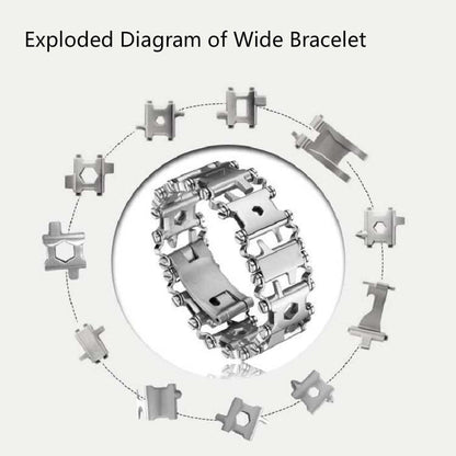 Skorter | Multifunctional Stainless Steel Outdoor Survive Tool Bracelet for Men(Wide Black)