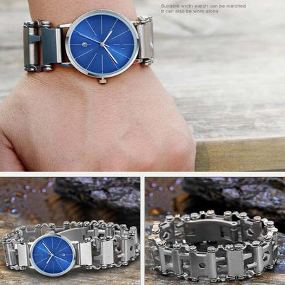Skorter | Multifunctional Stainless Steel Outdoor Survive Tool Bracelet for Men(Wide Black)
