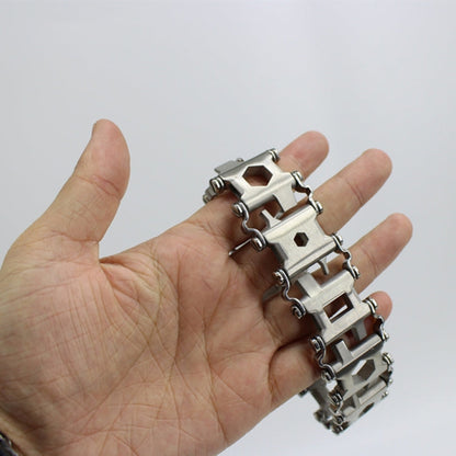 Skorter | Multifunctional Stainless Steel Outdoor Survive Tool Bracelet for Men(Narrow Silver)