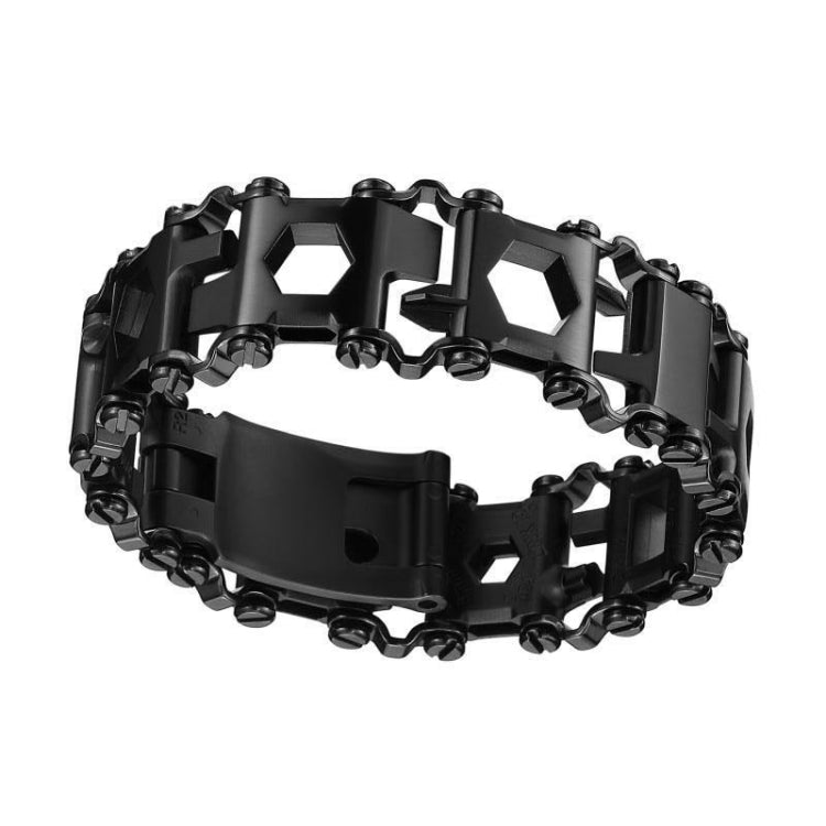 Skorter | Multifunctional Stainless Steel Outdoor Survive Tool Bracelet for Men(Narrow Black)