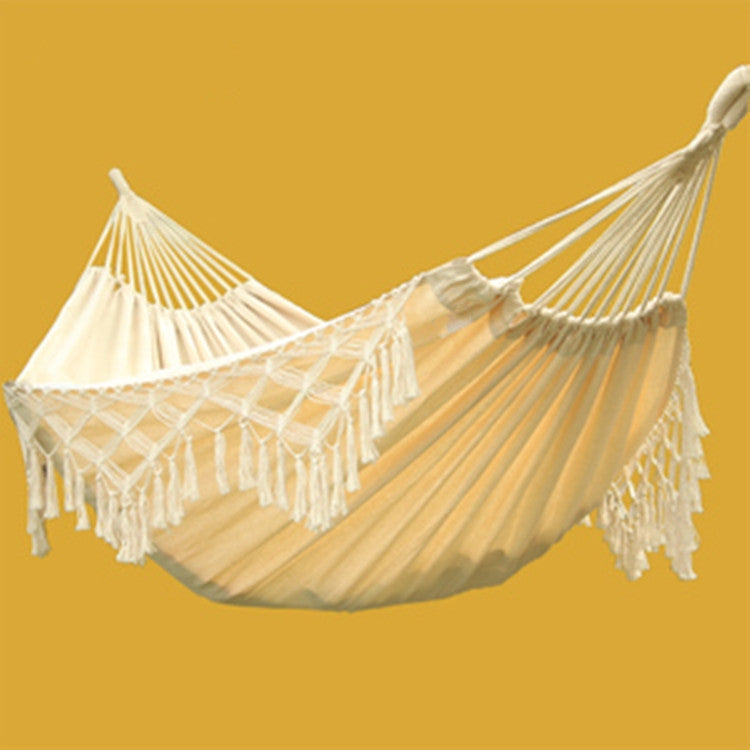Skorter | Tassel Hammock Double Canvas Hammock Outdoor Indoor Photography Props, Specification:240x150cm White