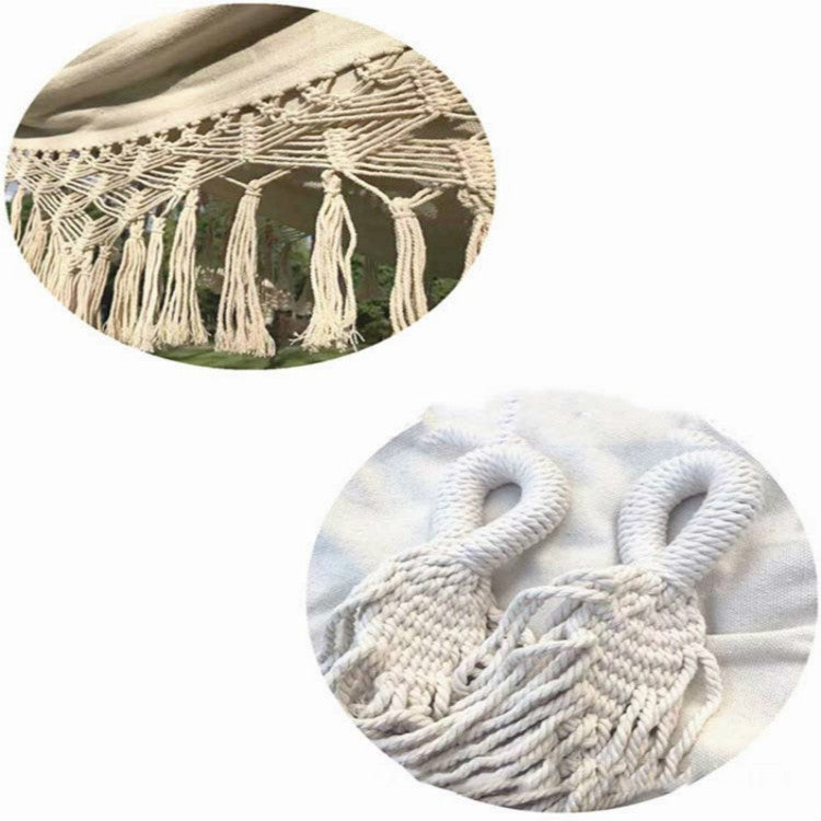 Skorter | Tassel Hammock Double Canvas Hammock Outdoor Indoor Photography Props, Specification:240x150cm White