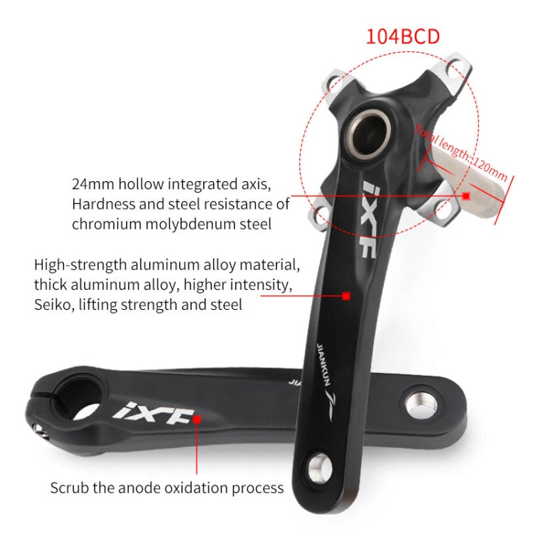 Skorter | JIANKUN IXF Mountain Bike Hollow Crank Modified, Style:Left and Right Crank+Bottom Bracket(Red)