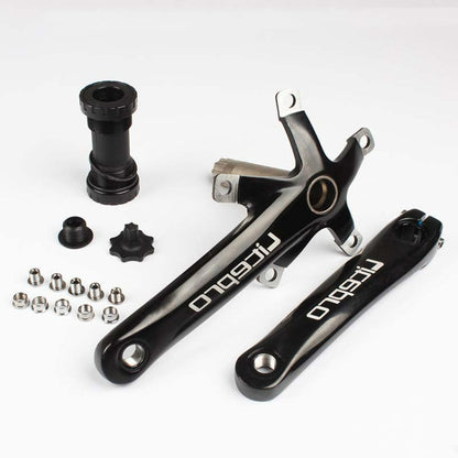 Skorter | Litepro Folding Bicycle LP Hollow One-piece Crank Tooth Disc Bottom Axle Modified SP8, Style:Left and Right Crank+Bottom Bracket(Black)
