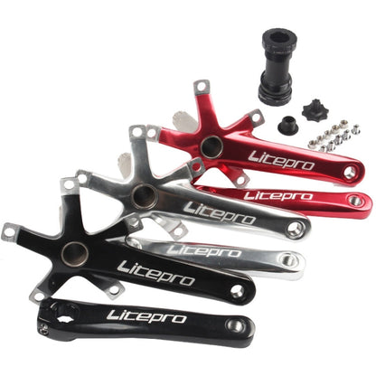 Skorter | Litepro Folding Bicycle LP Hollow One-piece Crank Tooth Disc Bottom Axle Modified SP8, Style:Left and Right Crank+Bottom Bracket(Black)