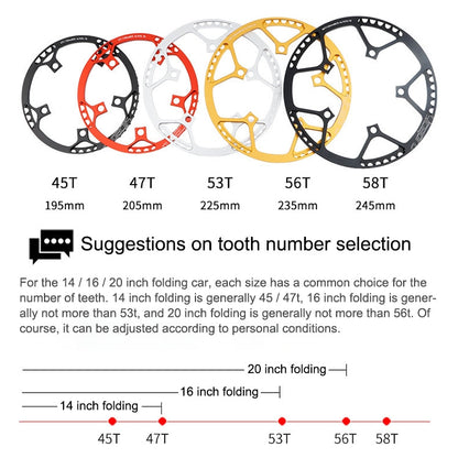 Skorter | Litepro Folding Bike Sprocket Wheel LP Disk Disc, Specification:58T(Gold)